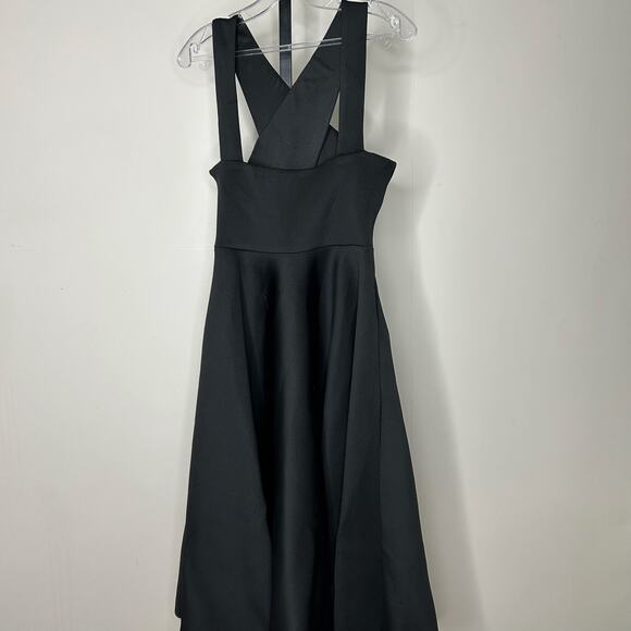 Quiz keyhole Dress-‎ size 8- scuba material cross front full skirt stretch black - Picture 4 of 4